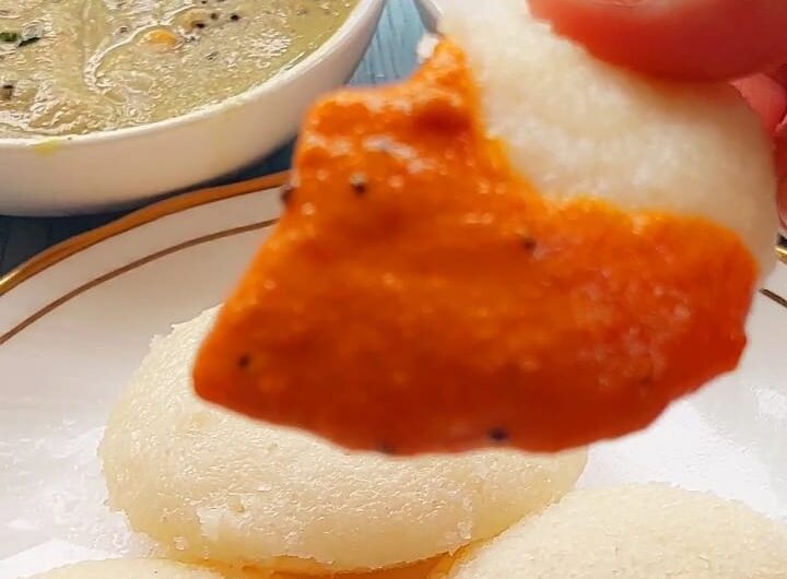 Idli With Red And Green Chutney