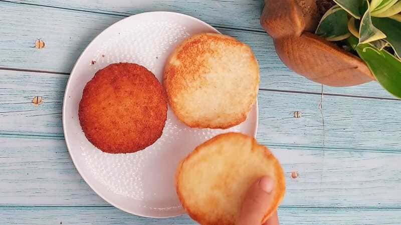 Easy homemade aloo tikki burger with mayonnaise and ketchup